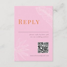 Modern Tropical Bröllop OSA Card med QR-kod Kort