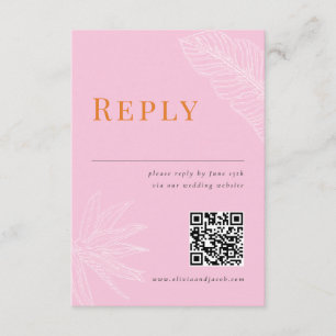 Modern Tropical Bröllop OSA Card med QR-kod Kort