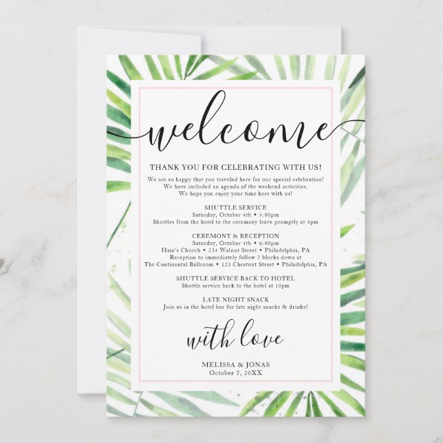 modern tropical calligraphy Invitation from the re (Framsida)