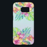 Modern Tropical Colorful Flowers Bouquet Galaxy S5 Skal<br><div class="desc">Färgstarka,  moderna vattenfärger tropiska blommor buquet över mjuk blå och rosa ombre-bakgrund.</div>