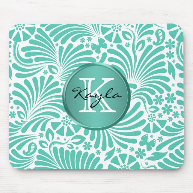 Modern Tropical Damask Monogram Musmatta (Framsidan)