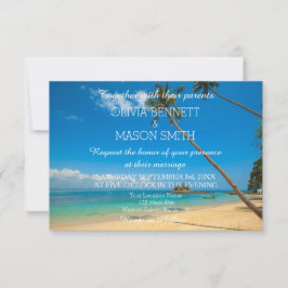 Modern Tropical Destination Beach Sea Bröllop Card Inbjudningar