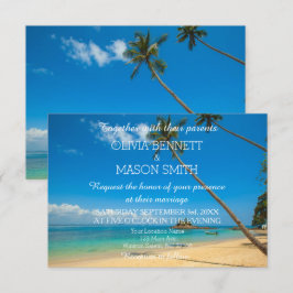 Modern Tropical Destination Beach Sea Bröllop Card Inbjudningar