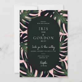 Modern Tropical Emerald Grönt Destination Wedding Inbjudningar