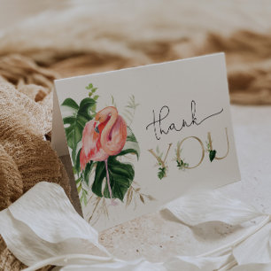 Modern Tropical Flamingo Baby Shower eller Birthda Tack Kort