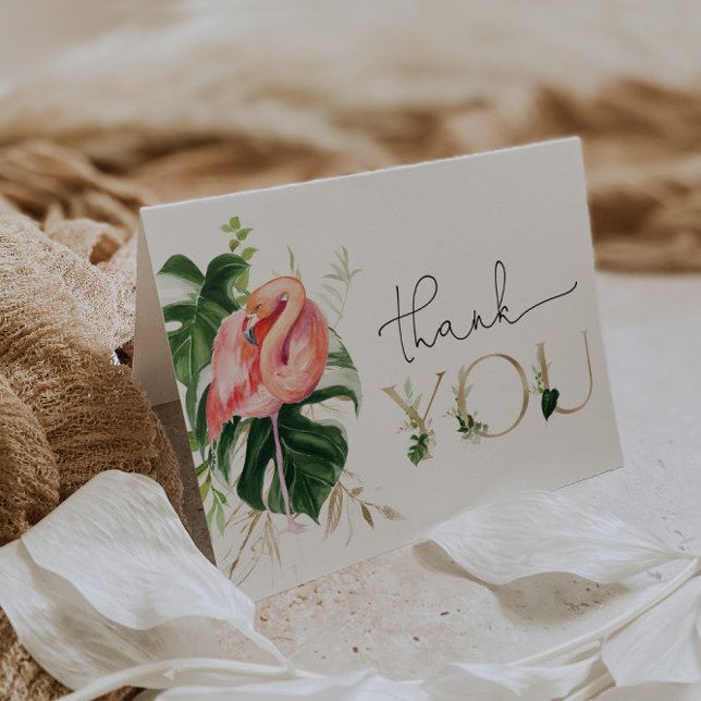 Modern Tropical Flamingo Baby Shower eller Birthda Tack Kort (Skapare uppladdad)