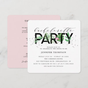 Modern Tropical Flamingo Bachelorette Inbjudningar