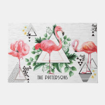 Modern Tropical Flamingo Geometric Family Namn