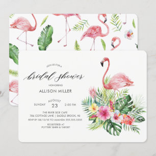 Modern Tropical Flamingo Inbjudningskort för möhip