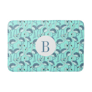 Modern Tropical Flamingo Pattern i Monogram Badrumsmatta