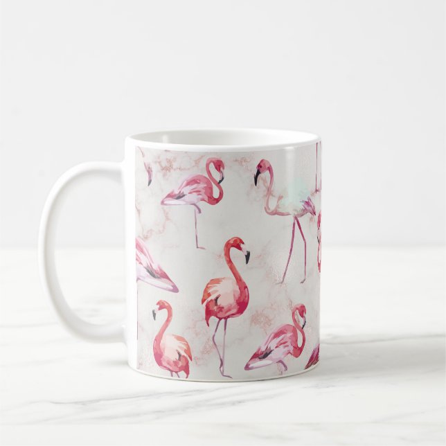 Modern Tropical Flamingo Watercolor Kaffemugg (Vänster)