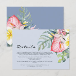 Modern Tropical Floral Hawaii Wedding Tilläggskort