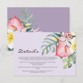 Modern Tropical Floral Hawaii Wedding Tilläggskort