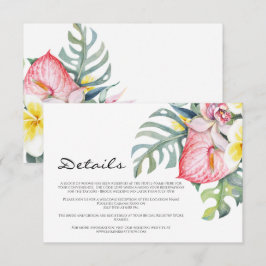Modern Tropical Floral Hawaii Wedding Tilläggskort