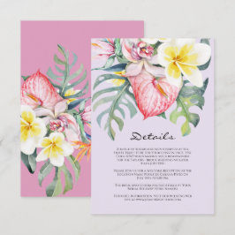 Modern Tropical Floral Hawaii Wedding Tilläggskort