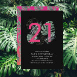 Modern Tropical Fuchsia 21:a födelsedagen Inbjudningar<br><div class="desc">Den här roligtens tjugoförsta inbjudan på födelsedagen har en tropisk bakgrund för rosa och orange,  vattenfärgade tropiska löv som figurerar runt en 21-enkel text. Baksidan har en liknande solnedgång och vattenfärg,  tropiska monster löv mönster.</div>