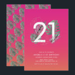 Modern Tropical Fuchsia 21:a födelsedagen Inbjudningar<br><div class="desc">Den här roligtens tjugoförsta inbjudan på födelsedagen har en tropisk bakgrund för rosa och orange,  vattenfärgade tropiska löv som figurerar runt en 21-enkel text. Baksidan har en liknande solnedgång och vattenfärg,  tropiska monster löv mönster.</div>