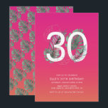 Modern Tropical Fuchsia 30års födelsedag Inbjudningar<br><div class="desc">Den här roligten har den moderna 30-dagarsinbjudan en tropisk bakgrund för rosa och orange,  vattenfärgade tropiska löv som figurerar runt en 30-enkel text. Baksidan har en liknande solnedgång och vattenfärg,  tropiska monster löv mönster.</div>