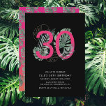 Modern Tropical Fuchsia 30års födelsedag Inbjudningar<br><div class="desc">Den här roligten har den moderna 30-dagarsinbjudan en tropisk bakgrund för rosa och orange,  vattenfärgade tropiska löv som figurerar runt en 30-enkel text. Baksidan har en liknande solnedgång och vattenfärg,  tropiska monster löv mönster.</div>