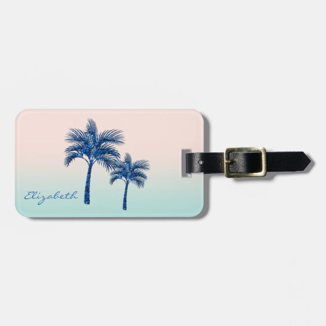 Modern Tropical, Glitter Palmträd Bagagebricka (Horisontell Framsida)