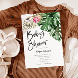 Modern Tropical Greenery Baby Shower Inbjudningar