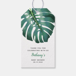 Modern Tropical Greenery Baby Shower Presentetikett
