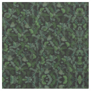 Modern Tropical Greenery Black Grönt Foliage Tyg
