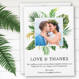 Modern Tropical Grey Kärlek och Tack Bröllop Kort
