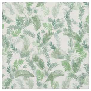 Modern Tropical Grey White Grönt Foliage Tyg