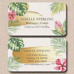 Modern Tropical Guld Brushed Watercolor Luxury Visitkort