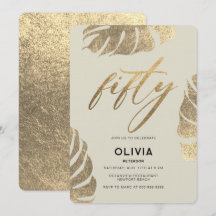 Modern Tropical Guld Elegant Foliage 50:e födelsed