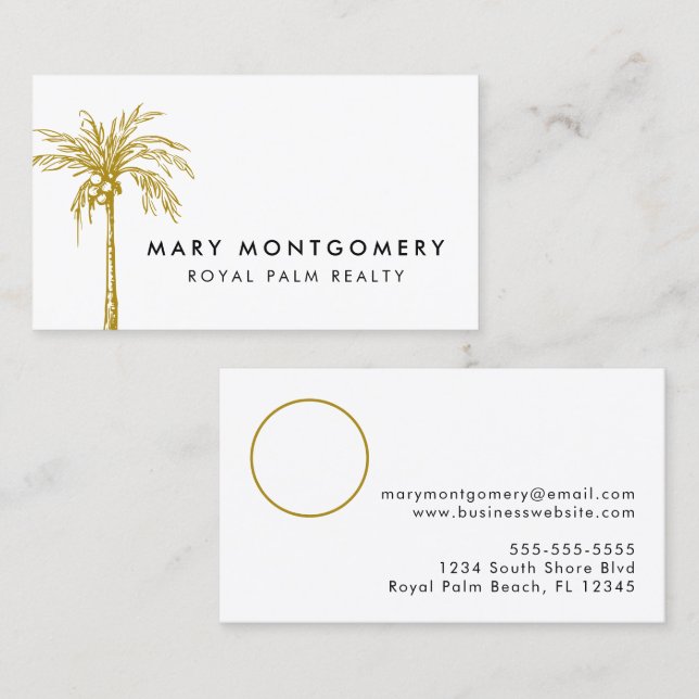 Modern Tropical Guld Handflatan Träd Professionell Visitkort (Fram/baksida)