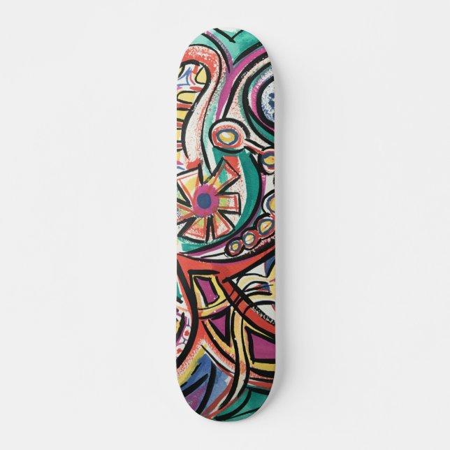 Modern Tropical-Hand-målad Abstrakt Art Mini Skateboard Bräda 18,5 Cm (Framsida)