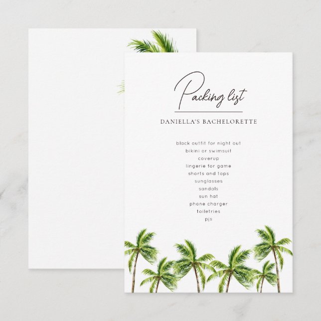 Modern Tropical Handflatan Bachelorette Helg Packi (Fram/baksida)