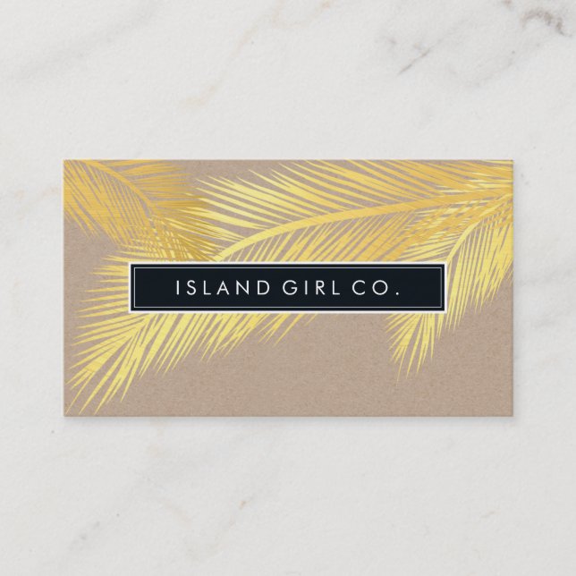 MODERN TROPICAL HANDFLATAN FRONDS logotyp trendig  Visitkort (Framsida)