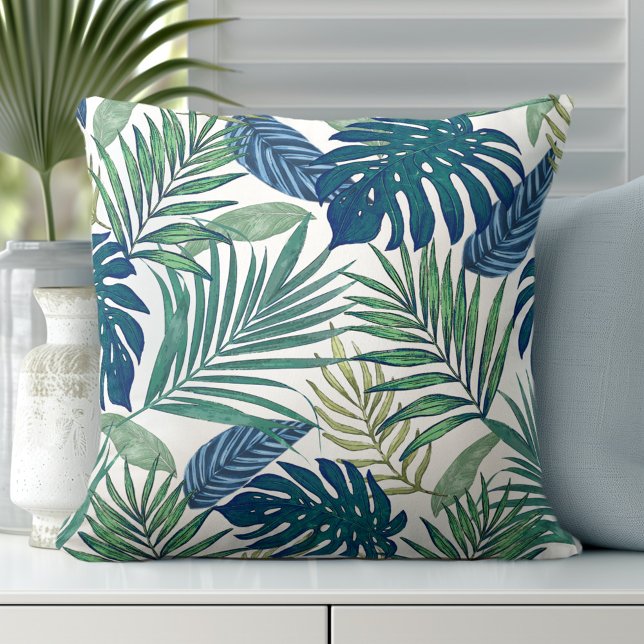 Modern Tropical Handflatan Löv Dekorativ kudde (Coastal Elegance Redefined: Explore Totally Coast's Exclusive Pillow Designs)
