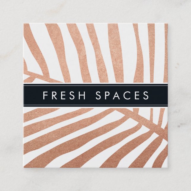 MODERN TROPICAL HANDFLATAN LÖV logotyp trendig ro  Fyrkantigt Visitkort (Framsida)