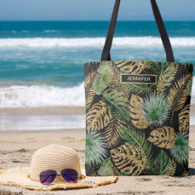 Modern Tropical Handflatan Lövs Faux Guld Glitter 