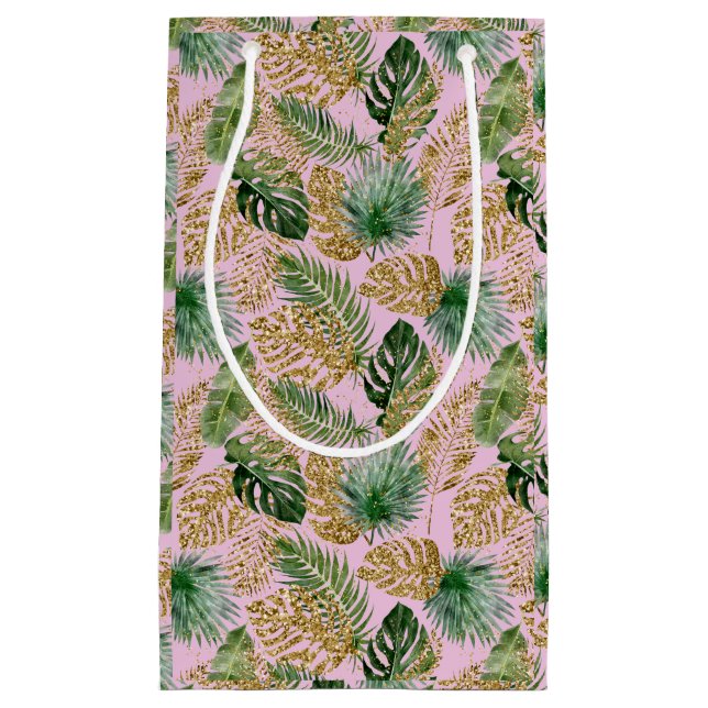 Modern Tropical Handflatan Lövs Monstera Guld Glit (Framsidan)