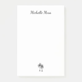 Modern Tropical Handflatan Träd Beach Script Post-it Block