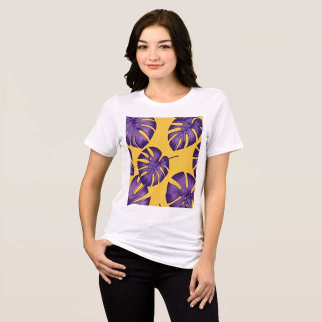 Modern Tropical Lila Löv - Vibrant Gult Bac T Shirt (Framsida Full)