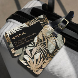 Modern Tropical Löv Black & Guld Masculin Anpassni Bagagebricka