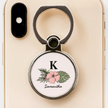 Modern Tropical Löv Blommigt Monogrammed