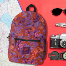 Modern Tropical Löv Red Lila Monogram Design