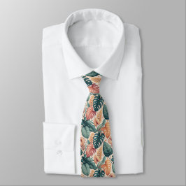 Modern Tropical Lövs Mönster Neck Tie Slips