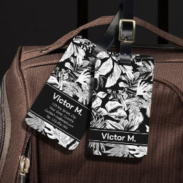 Modern Tropical Masculin, svart och vitt Bagagebricka