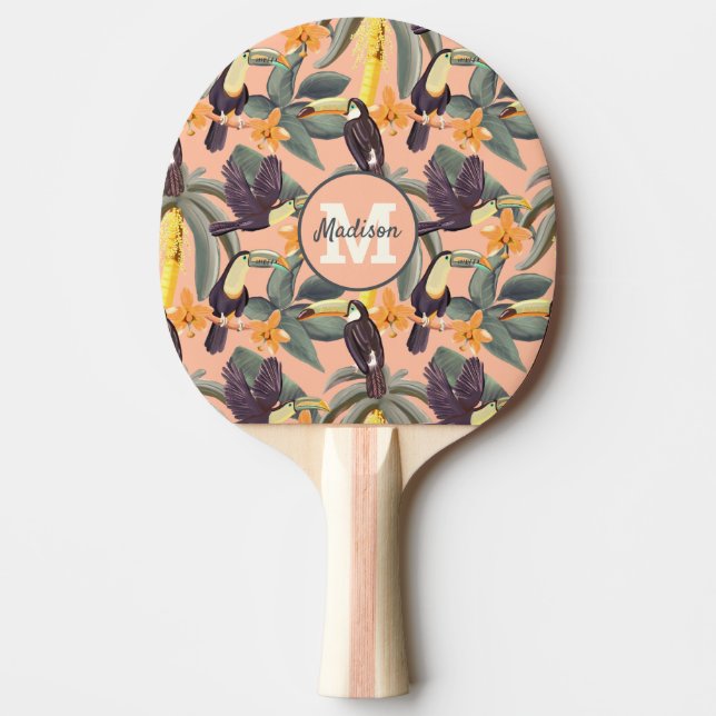 Modern Tropical Monogram Personlig Namn Pingisracket (Framsidan)