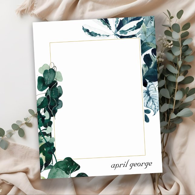 MODERN TROPICAL MONSTERA FOLIAGE BLUE RAM ANTECKNINGSKORT (Skapare uppladdad)