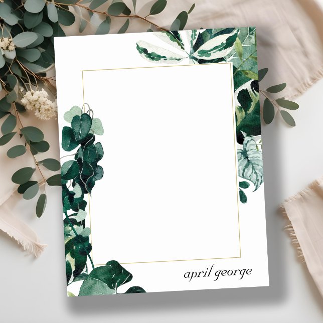 MODERN TROPICAL MONSTERA FOLIAGE GRÖNT RAM ANTECKNINGSKORT (Skapare uppladdad)