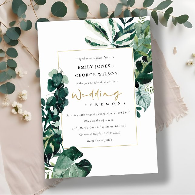 MODERN TROPICAL MONSTERA FOLIAGE WEDDING INVITE TACK KORT (Skapare uppladdad)